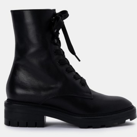 Dolce Vita Lottie Almond Toe Leather Combat Boots Black 9.5 - Picture 3 of 8